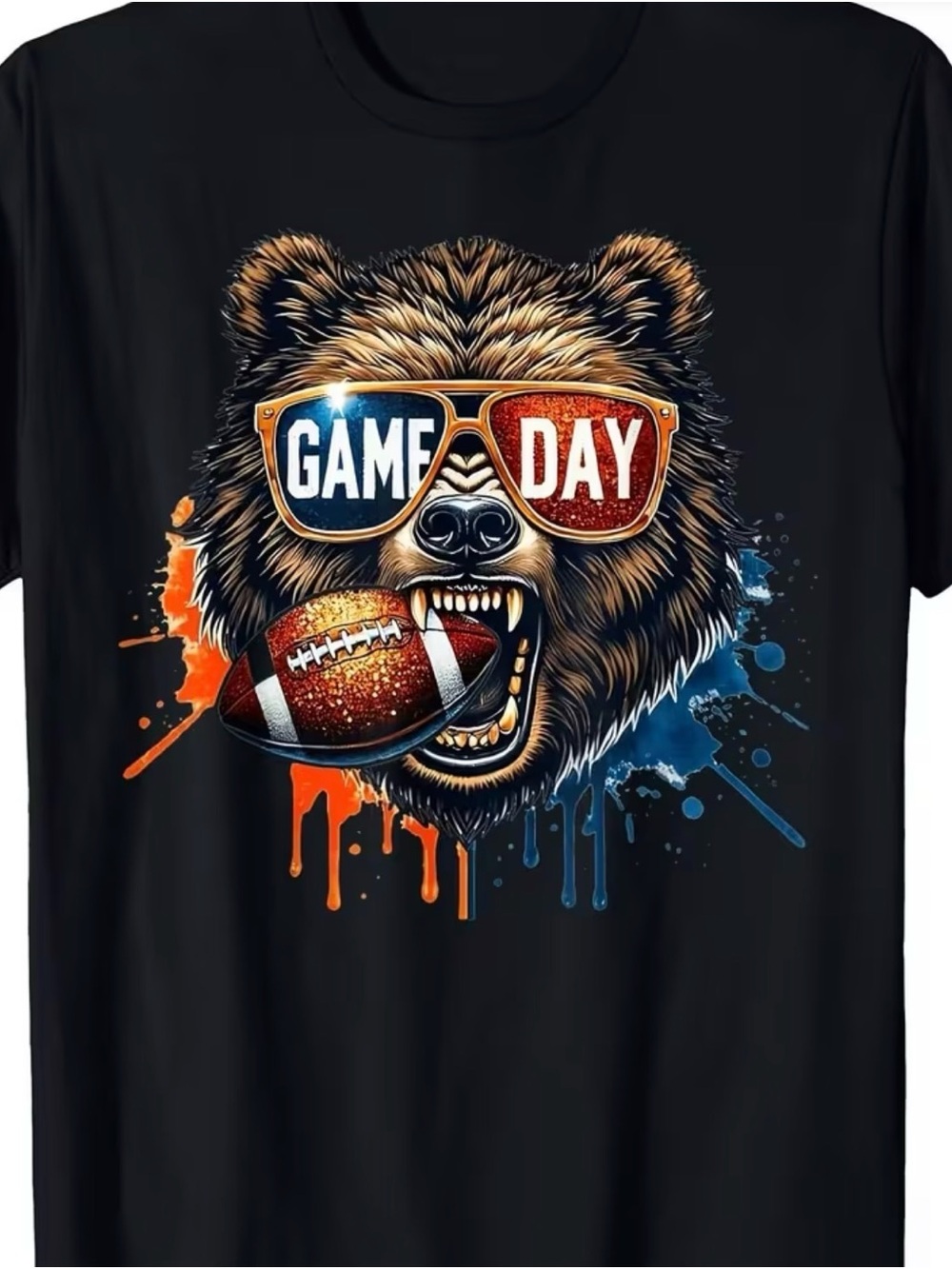Game Day Bear Graphic T-Shirt - Black